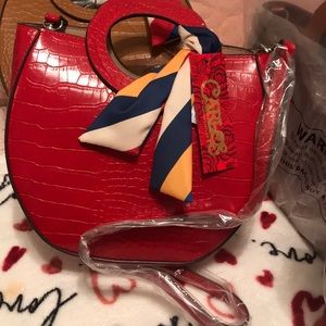 Carlos Santana red/light brown purse cross body purse